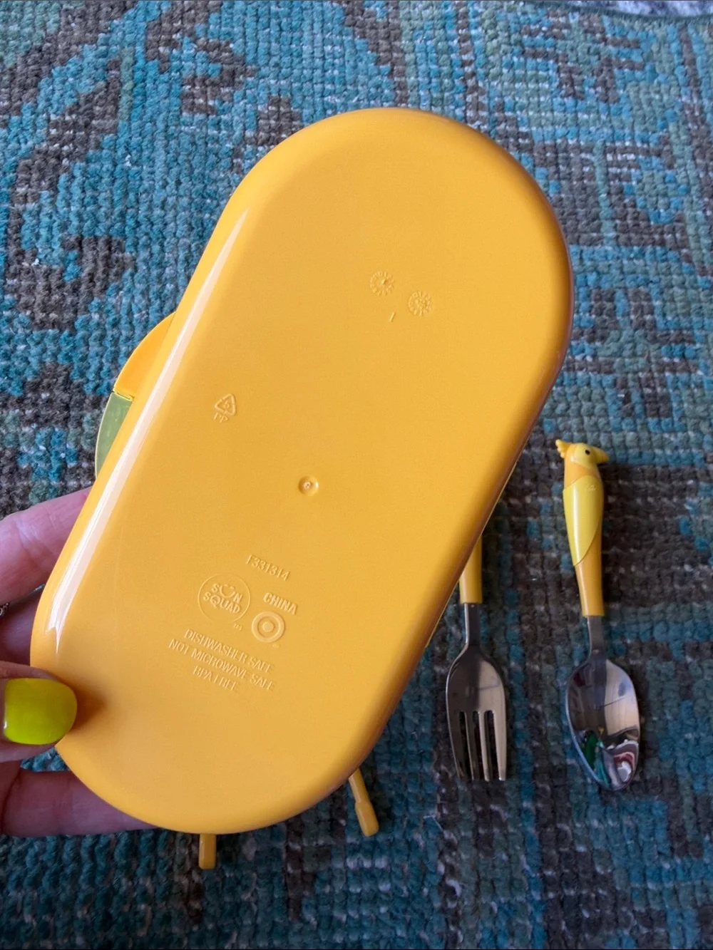 One set of Yellow Parrot Children's Cutlery Set with Carrying Case ~ Target